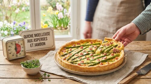 30 minutes top chrono pour une quiche moelleuse aux asperges et jambon savoureuse