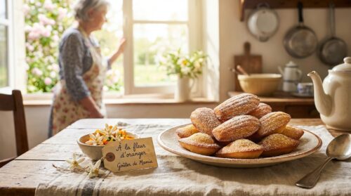 Cette madeleine à la fleur d'oranger a le goût précis des goûters d'enfance chez ma grand mère