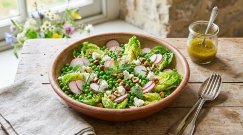 Cette salade de petits pois croquante incarne la fraîcheur du terroir français