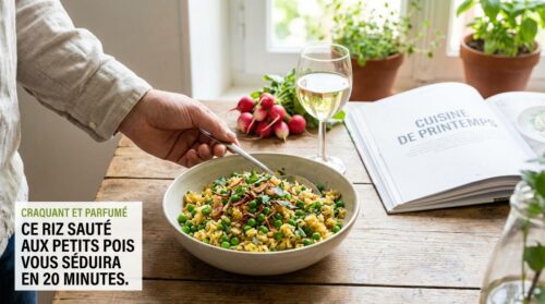 Craquant et parfumé ce riz sauté aux petits pois vous séduira en 20 minutes