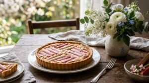 Moelleuse, acidulée, éclatante : la tarte à la rhubarbe qui illumine les goûters d’avril